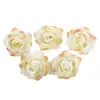 30 piezas de cabezas de flores de rosa artificiales de estilo europeo color champán, materiales DIY para hacer pasadores, marcos de fotos y arreglos decorativos, flores de seda