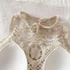 Estilo Bohemio Hueco Sexy Espalda Descubierta Halter Chaleco Top de Tubo con Flecos para Mujer Vacaciones de Verano Junto al Mar Top con Tirantes