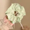 Lenço Quadrado com Bolinhas Bege e Laço, Prendedor de Cabelo para Mulheres, Corda de Cabelo Versátil Estilo Floresta de Luxo, Elástico Durável, Headband de Intestino Grosso