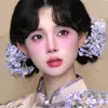 Atmósfera Super de Hada, Pasador de Flor Rosa Puro y Deseable, Accesorio para el Cabello con Borla de Flor Fresca para Permanente, Nuevo Adorno para el Cabello Elegante Estilo Chino Hanfu