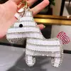 Llavero de poni de diamantes lindo coreano para mujer, llavero creativo para llaves de coche, colgante de bolso de moda, regalo al por mayor