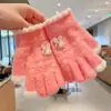 Guantes de Dedos Lindos para Niños Niñas Invierno Prueba de Frío Cálido Juego de Cinco Dedos Conjunto Completo de Dedos Tejido para Bebé Niños de Invierno