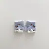 Luvas de bebê Yipan, design de gato fofo de inverno, quentes e resistentes ao frio, com design flip-over, estilo de cinco dedos, adequadas para meninos e meninas, luvas de tricô de meio dedo