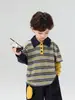 Valle del Viento 2026 Otoño Nuevo Estilo Coreano Bloque de Color Conjunto de Dos Piezas Polo para Niños Primavera y Otoño Top con Cuello para Niños