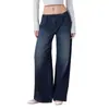 Comercio Exterior Transfronterizo Amazon Tk Casual Europeo y Americano Irregular Suelto Recto de Cintura Baja Pierna Ancha Jeans para Mujer Venta al por Mayor