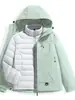 Chamarra de plumón Kongshan Yuyu Tres en Uno para Mujer Otoño e Invierno Exterior Cortavientos e Impermeable Chaqueta de Montañismo Chaqueta Gruesa de Terciopelo para Hombre