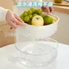 Cesta de Drenagem Espessa de Camada Dupla para Pia de Cozinha Bacia para Lavar Legumes Sala de Estar Doméstica Prato de Frutas Cesta de Frutas Bacia para Lavar Legumes Atacado