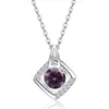 Collar Versátil de Moda Cuadrado de Plata de Ley S925 Transfronterizo Europeo y Americano Amazon Doce Piedras de Nacimiento Lujo Ligero