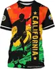 Camiseta Casual Redonda de Manga Curta Impressa em 3D com Designs Inovadores Representando Estados dos Estados Unidos, Top de Moda Unissex