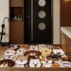 Tapete de Chão Gato Desenho Animado, Capacho de Porta de Entrada, Capacho de Seda com Laço Cartoon Retro para Exterior, Carpete de Hall de Entrada, Antiderrapante e Durável