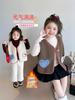 Colete de Lã para Meninas Outono e Inverno Novo Estilo Bebê Menina Estilo Desenho Animado Jaqueta Colete Infantil Casual Quente Inverno