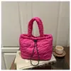 Bolso de Hombro Bordado de Algodón de Moda Estilo Coreano Nuevo Bolso Tote Casual de Gran Capacidad Bolso Cubo Plegable Versátil para Mujer