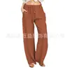 Comércio Exterior Transfronteiriço 2026 Novo Estilo Várias Cores Sólidas Algodão e Linho Feminino Solto Yoga Versátil Cordão Calça Casual