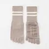 Calcetines deportivos de cinco dedos para mujer, calcetines de media pantorrilla para yoga, a rayas, antideslizantes, reductores de ruido, para fitness, cuerda de saltar, correr, calcetines largos, calcetines de Pilates