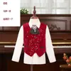 Traje Chaleco de Lentejuelas Red Velvet para Niños, Adecuado para Ser Anfitrión, Desfile de Moda, Presentación y Modelaje