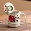 Taza Tallada Pintada a Mano Creativa del Fabricante, Vaso de Agua Seguro y Feliz, Taza de Oficina, Taza de Té de Aspecto Elegante, Juego de Té