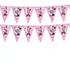 Platos de Papel Rosa de Minnie Disponibles, Vasos de Papel, Servilletas de Papel, Banderines Triangulares, Manteles, Juego de Vajilla Desechable para Decoración de Fiesta
