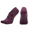 [Venta al por mayor de fábrica] Calcetines de yoga de cinco dedos con doble tira cruzada, calcetines de moda sin espalda para danza, calcetines deportivos para fitness en interiores