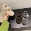 Aumento de Altura Interior de 4 cm, Dulces y Lindos Zapatos de Hada Franceses Pequeños con Pedrería, Lana de Cordero, Zapatos Peludos Cálidos, Zapatos Mary Jane