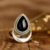 Anel Vintage Yinchen Mais Vendido no Ebay com Incrustação de Pedra da Lua, Anel Punk Criativo Gota d'Água Crescente para Mulheres