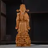 Escultura em Madeira de Cipreste Ruyi Deus da Riqueza Estátua de Buda Escultura Decoração para Casa e Escritório Artesanato Enfeites de Mesa Presentes de Inauguração