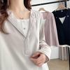 Chica Gordita de 100 kg Otoño Temprano Nuevo Casual Estilo Perezoso Camiseta de Manga Larga Falsa de Dos Piezas Talla Grande Top Estilo Occidental Mujer 7985