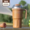 Nova Caneca Térmica com Alça para Meninas, Grande Capacidade, Portátil, Copo com Duplo Tubo de Sucção para Beber, Copo de Gelo para Carro ao Ar Livre