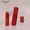 Fonte 4ml Petg Semi-Transparente Vermelho High-End Tubo Quadrado Tubo de Brilho Labial Tubo Vazio de Batom Líquido Tubo de Óleo Labial Tubo de Gloss Labial Material de Embalagem Cosmética
