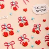 Fábrica Zhengxiang Personalizado Pegatinas de Diamantes 5D Pegatinas de Uñas en Relieve Calcomanías para Uñas de Fresa Cereza Lazo Oem