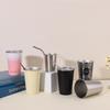 Copo de Café Dupla Camada Espesso em Aço Inoxidável 304 para Comércio Exterior Transfronteiriço, Caneca de Cerveja Simples Compacta com Gradiente e Canudo, Presente