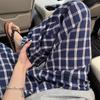 Pantalones de maternidad de verano Pantalones a cuadros retro Ropa de verano para maternidad para mujer Pantalones casuales Holgados y fluidos Estilo perezoso Pantalones de pierna ancha