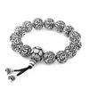 Mantra de Seis Sílabas Sutra del Corazón Rosario Budista Pulsera de Cuentas Hilo Aleación Vintage 108 Cuentas Chapado en Plata 999 Pulsera para Hombre, Estilo Chino