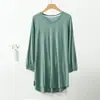 Camiseta de Verano Fina de Modal de Nueve Mangas para Mujer con Cuello en V Talla Extra Grande Top Holgado Casual Camiseta Base para Aire Acondicionado