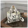 Bolso de Lona para Mujer Otoño/Invierno 2025 Modelo Nuevo con Estampado de Letras en Contraste de Color y Correa de Hombro Colorida, Casual para Hombro, de Mano y Cruzado