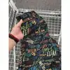 Shorts de Graffiti con Estampado de Alfabeto para Hombre, Corte Recto Estilo High Street Americano, Calidad Original para Verano, Perfectos para Escenas de Playa