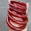 Pulsera de Ágata Roja Natural Ágata Roja Rojo Caqui Rojo Sur Redonda Raya Pulsera de Jade Calcedonia Pulsera de Belleza Neumático Ancho