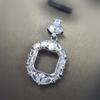Una variedad de taladro redondo plata S925 colgante cuadrado sección de soporte vacío DIY incrustado cuadrado Pequeño biselado grueso Cuadrado gema