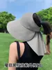 Chapéu de Sol de Borracha Preto de Aba Larga Feminino para Verão Proteção Solar Resistente a UV Chapéu de Sol para Exterior Chapéu de Pescador