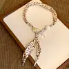 2026 Nuevo Caliente Bufanda Collar de Seda con Estampado de Leopardo para Mujer Lujo Ligero Sentido de Diseño de Nicho Sentido de Alta Gama Cadena para el Cuello Accesorios de Collar Versátiles