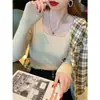 Al por mayor transfronterizo Otoño/Invierno Cuello Cuadrado Francés Delgado de Moda Ajustado Adelgazante de Punto Manga Larga Camiseta Básica Top Interior para Mujer