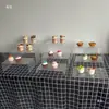 Adornos de mesa de postre con ondas de agua, soporte de exhibición acrílico, soporte para bocadillos de té de la tarde, soporte para cupcakes, comida fría, pausa para el café