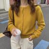 Doce Novo Outono e Inverno Caxemira Gola Redonda Tricô Jaqueta Cardigã Feminino Solto Casaco Tricô Estilo Lã