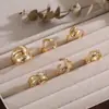 Anillo Abierto Irregular Hueco Dorado, Diseño de Nicho a la Moda, Conjunto Versátil de Tendencia, No se Desvanece