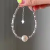 Pulsera de plata de ley 925 con perla de plata rota para mujer, pulsera de lujo ligero de alta calidad para amigas, regalo 520 para novia