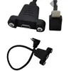 Cabo USB 2.0 Tipo-C Macho para Fêmea de 6 Pinos Angulado em 90 Graus com Suporte de Fixação por Parafuso e Abas de Montagem para Dispositivos Digitais e Celulares