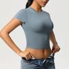 Cross-border dupla face nylon casual apertado secagem rápida pilates top yoga roupas manga curta corrida fitness esportes camiseta