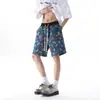 Shorts jacquard de dos tonos con letras para hombre, de verano, corte holgado, modernos y casuales