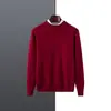 Novos Suéteres de Lã Outono e Inverno para Homens, Suéteres de Gola Alta Meia, Pulôveres de Manga Longa, Camisas Base de Tricô, Versátil