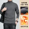 Suéter de uma peça masculina em fleece com gola alta, outono e inverno, espessado e forrado com fleece, malha de camada base quente, suéter com gola de lapela, novo modelo 2026
