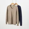 Suéter de Cachemir 100% Puro para Hombre, Engrosado, Cuello en V, Informal, de Punto, Manga Larga, Prenda Base, Nuevo Estilo Otoño e Invierno 2025